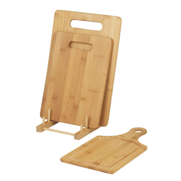 DAVIS & WADDELL - BAMBOO CUTTING BOARD SET WITH STAND - 4 PIECE SET