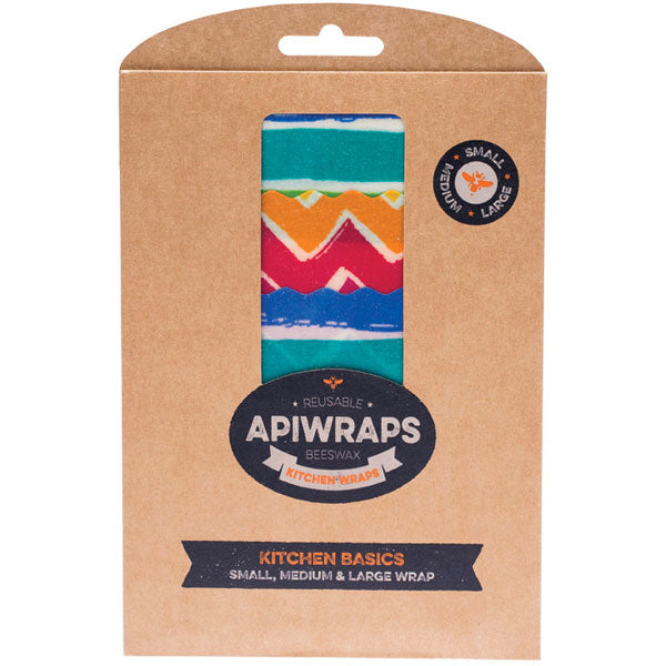 APIWRAPS - REUSABLE BEES WAX KITCHEN WRAP PACK OF 3