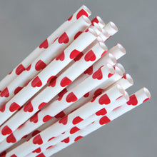 Load image into Gallery viewer, ECO-STRAW - PAPER STRAWS - 40 PACK - RED HEARTS
