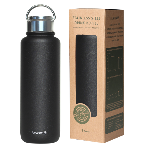 GO GREEN - REUSABLE SLATE WATER BOTTLE - 936ML