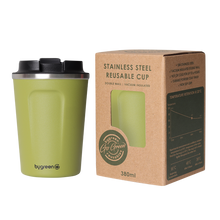 Load image into Gallery viewer, GO GREEN - REUSABLE OLIVE GREEN COFFEE CUP - 380ML
