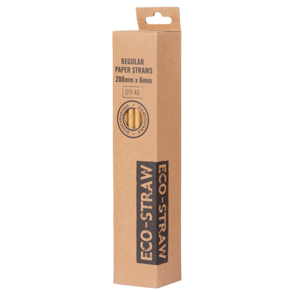 ECO-STRAW - PAPER STRAWS - 40 PACK - PLAIN KRAFT