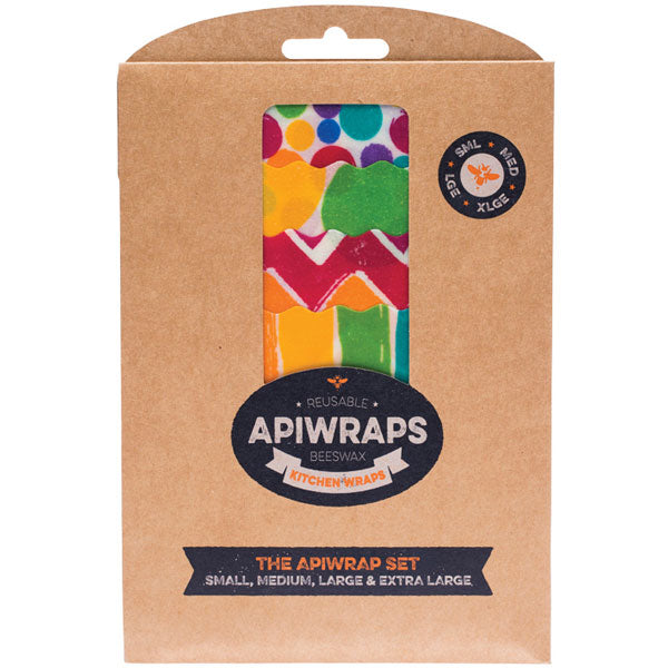 APIWRAPS - REUSABLE BEES WAX FOOD WRAPS PACK OF 4