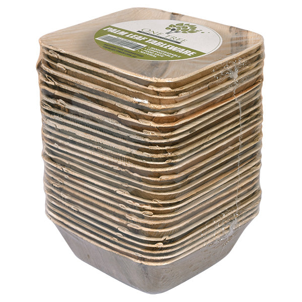 ONE TREE - PALM LEAF - SQUARE BOWLS - 130MM - 25 PACK