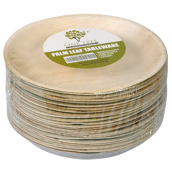 ONE TREE - PALM LEAF - ROUND PLATE - 200MM - 25 PACK