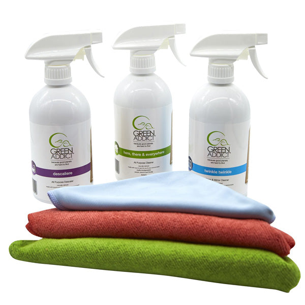 GREEN ADDICT - BATHROOM KIT (3 PRODUCTS + 3 CLOTHS)