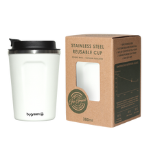 Load image into Gallery viewer, GO GREEN - REUSABLE WHITE COFFEE CUP - 380ML

