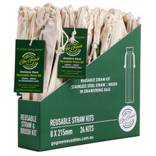 Load image into Gallery viewer, GO GREEN - REUSABLE STAINLESS STEEL STRAW KIT
