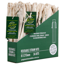 Load image into Gallery viewer, GO GREEN - REUSABLE STAINLESS STEEL STRAW KIT
