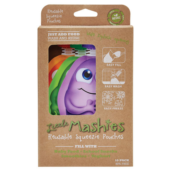 LITTLE MASHIES - REUSABLE SQUEEZE POUCH - 10 PACK