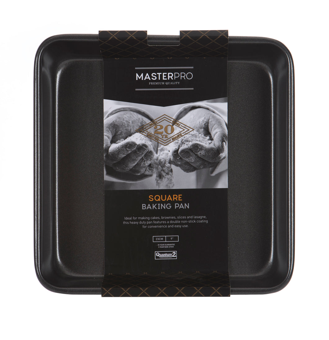 MASTERPRO - NON STICK SQUARE BAKE PAN - BLACK - 23x23x4.5cm