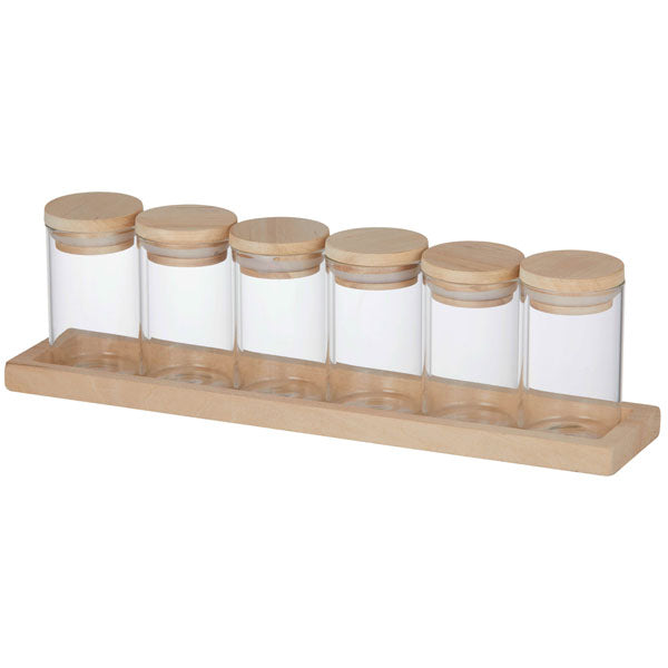 DAVIS & WADDELL - SPICE JAR WITH WOODEN BASE - 7 PIECE