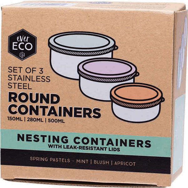 EVER ECO - REUSABLE ROUND CONTAINERS - STAINLESS STEEL