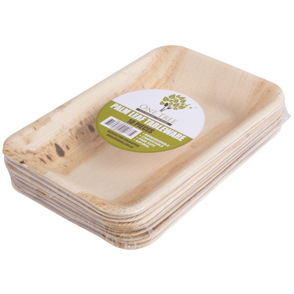 ONE TREE - PALM LEAF - RECTANGLE PLATE - 240MM X 160MM  - 10 PACK