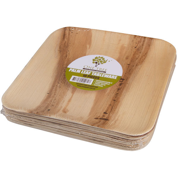 ONE TREE - PALM LEAF - SQUARE PLATE - 250MM - 10 PACK