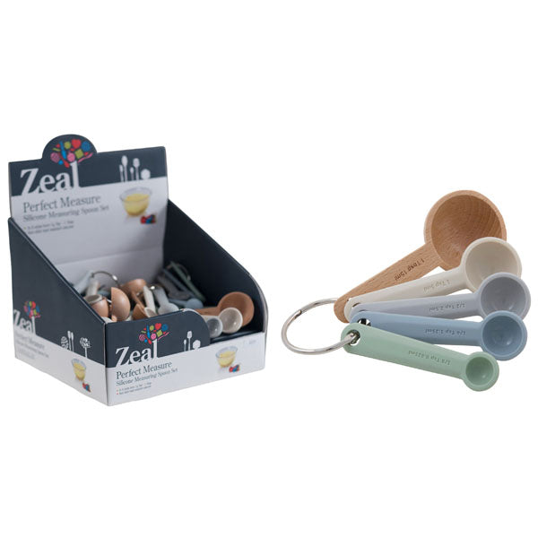 CLASSIC SILICONE & WOOD MEASURING SPOON SET - 5 PIECE